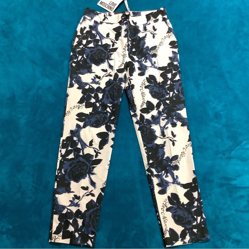 Moschino floral print cotton cropped pants